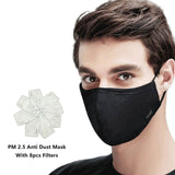 Kpop Unisex mask with 8pcs Carbon Filter Medical KN95 Anti PM2.5 Black Mouth-muffle