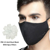 Kpop Cotton Black Mask Mouth Face Mask Anti PM2.5 Dust Mask with 8pcs Activated Carbon Filter