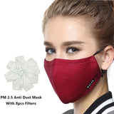 Kpop Cotton Black Mask Mouth Face Mask Anti PM2.5 Dust Mask with 8pcs Activated Carbon Filter