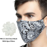 Kpop Cotton Black Mask Mouth Face Mask Anti PM2.5 Dust Mask with 8pcs Activated Carbon Filter