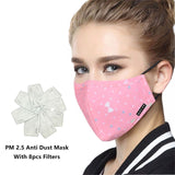 Kpop Cotton Black Mask Mouth Face Mask Anti PM2.5 Dust Mask with 8pcs Activated Carbon Filter